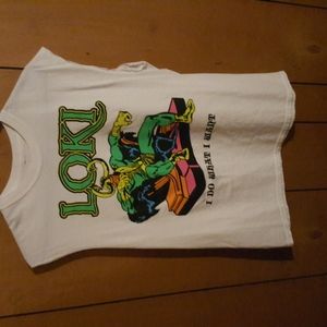 Loki t-shirt with sleeves cut out of it